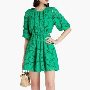 MAJE Cutout broderie anglaise cotton mini dress Size 42 / XL